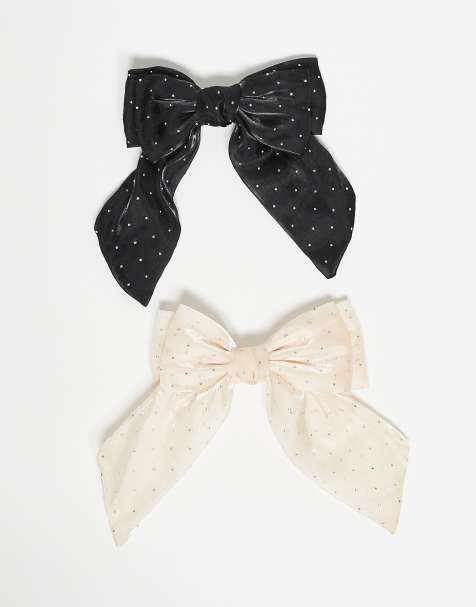 ONLY 2-pack rhinestone details bow hair clip in cream - view 1
