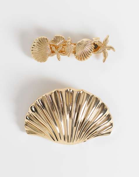 ONLY 2-pack sea life hairclip in gold - view 1