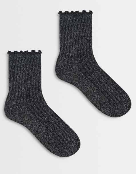 ONLY 2 pack socks in black glitter - view 1