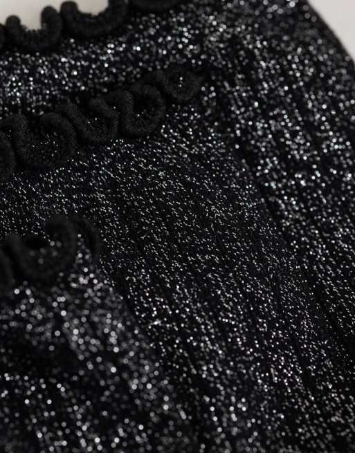 ONLY 2 pack socks in black glitter, 2 of 3