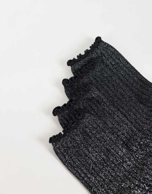 ONLY 2 pack socks in black glitter, 3 of 3