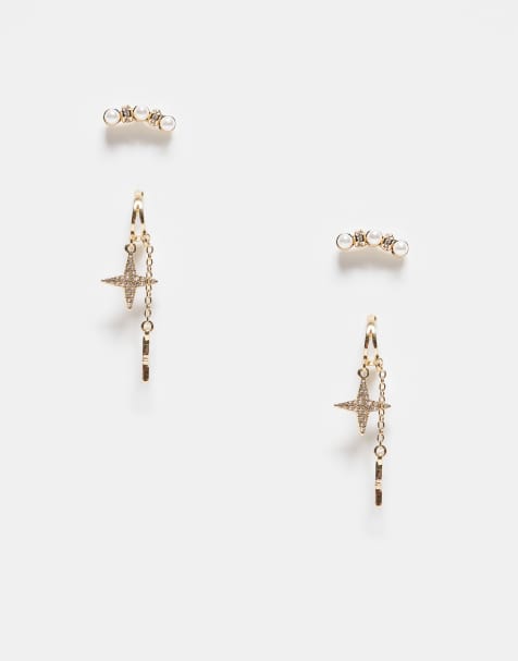 ONLY 2-pack star earrings in gold - view 1