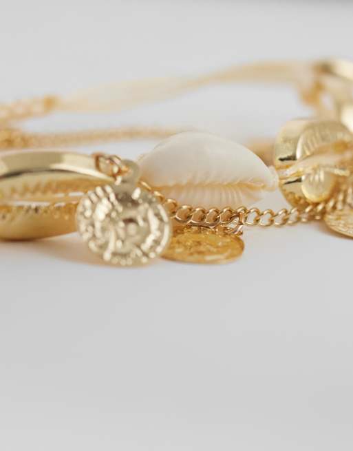 ONLY 2-pack summer charms bracelet in gold, 3 of 3