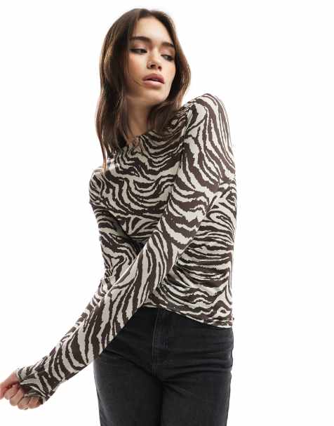 ONLY 2-vejs langærmet top med zebra-print - view 1