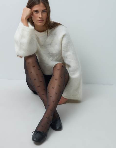 ONLY 20 den bow details tights in black - view 1