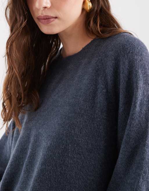 ONLY 3/4 pullover knit jumper in navy, 3 of 4