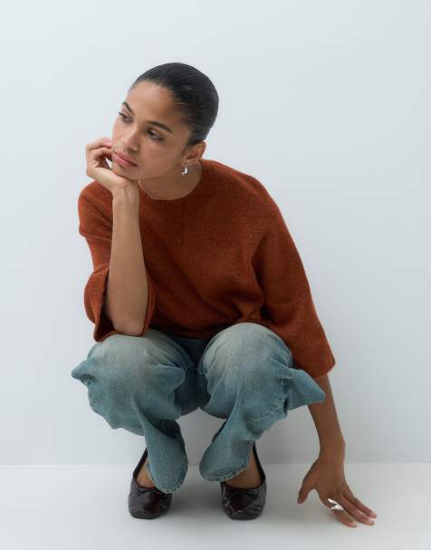 ONLY 3/4 pullover knit jumper in rust - view 1