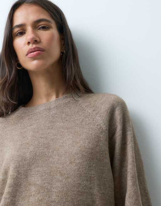 ONLY 3/4 pullover knit jumper in taupe, 2 of 4