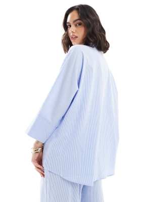 ONLY 3/4 sleeve shirt co-ord in blue stripes