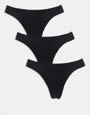 ONLY ONLY 3 pack brazilian brief with lace detail in black