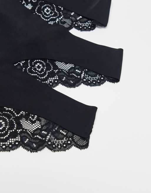 ONLY 3 pack brazilian briefs with lace detail in black, 3 of 3