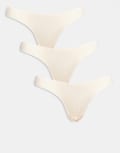 [ONLY] ONLY 3 pack brazilian briefs with lace detail in neutral 6 Peach Taffy