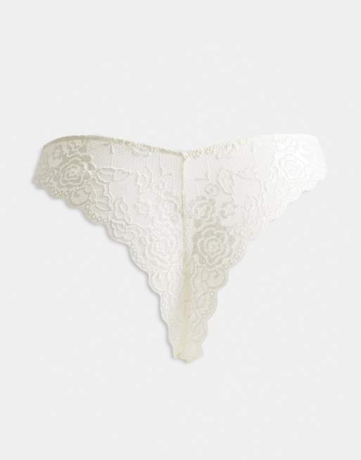 ONLY 3 pack lace brazilian brief in white, 2 of 3