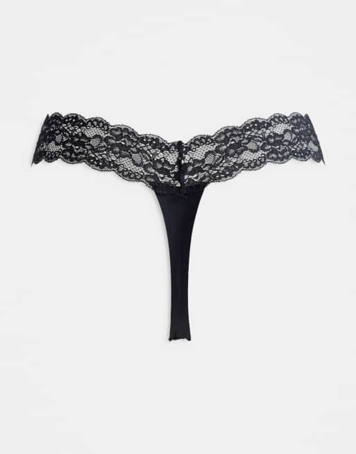 ONLY 3 pack lace trim seamless thong in black, 2 of 4