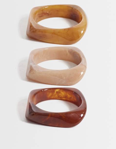 ONLY 3-pack resin bracelets in brown tones - view 1