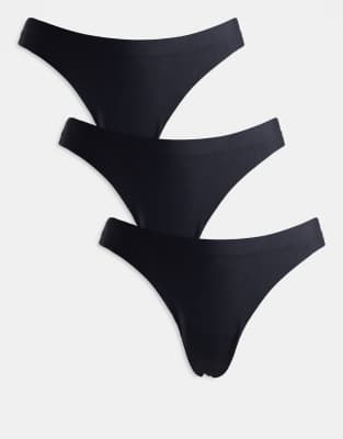 Only 3 Pack Seamless Thong In Black