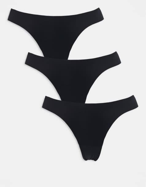 ONLY – 3er-Pack brasilianische Slips in Schwarz mit Spitzendetail - view 1