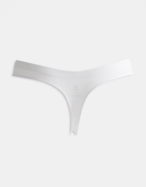 ONLY – 3er-Pack gerippte, nahtlose Tangas in Weiß, 3 von 3