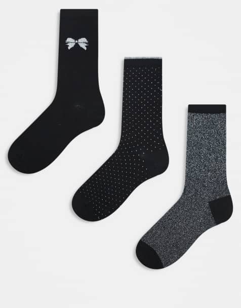 ONLY – 3er-Pack Socken in Schwarz und Silber in einer Geschenkbox - view 1