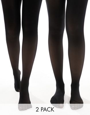 ONLY 40 den 2 pack tights in black