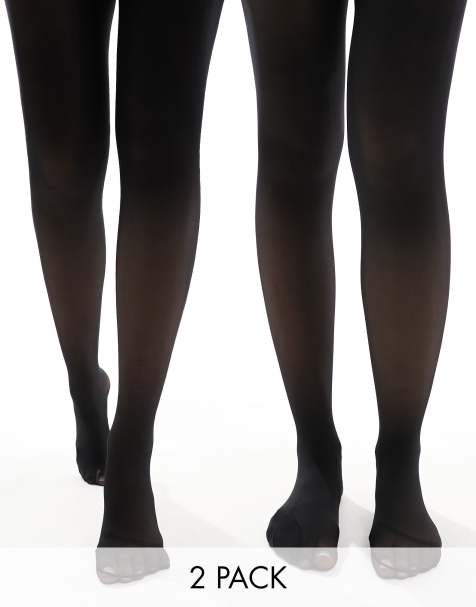 2-pack Fine-knit Tights - Black/black - Ladies