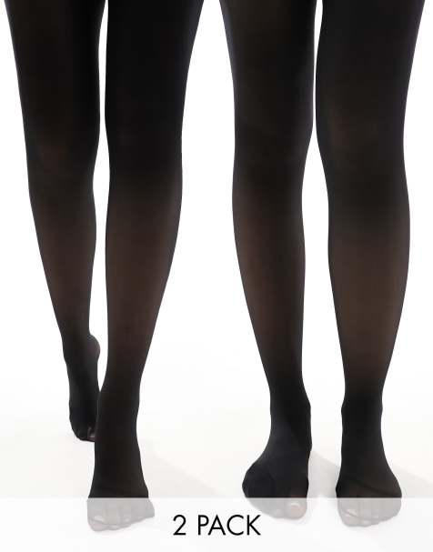 ONLY 40 denier 2 pack tights in black - view 1