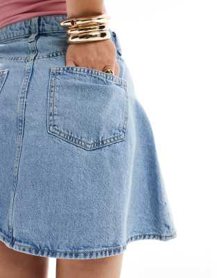 only a-line denim mini skirt in light blue