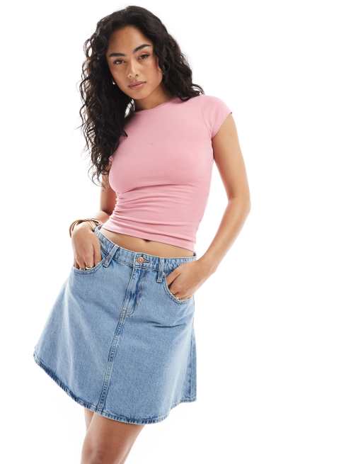 ONLY a-line denim mini skirt in light blue, 5 of 5