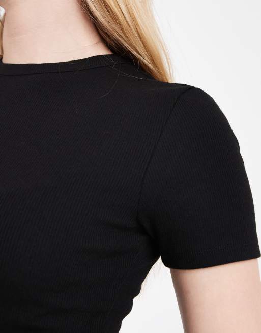 ONLY - Aansluitende geribbelde top in zwart, 3 van 4