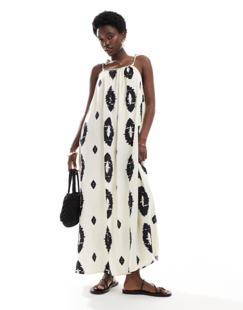 ONLY abstract print maxi dress in white - view 1