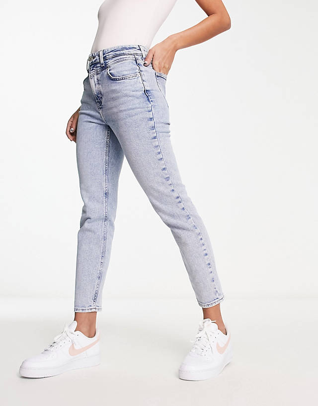 ONLY - acid wash seam detail jeans in light blue denim