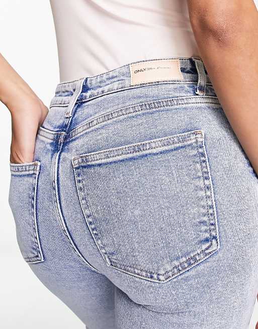 Only acid wash seam detail jeans in light blue denim | ASOS Only acid wash seam detail jeans in light blue denim | ASOS