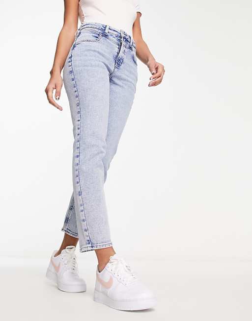 Only acid wash seam detail jeans in light blue denim | ASOS Only acid wash seam detail jeans in light blue denim | ASOS