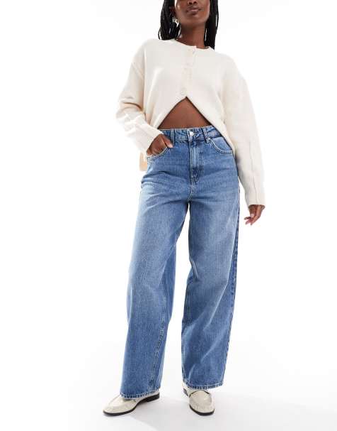 ONLY – Amber – Weite Jeans in Mittelblau - view 1