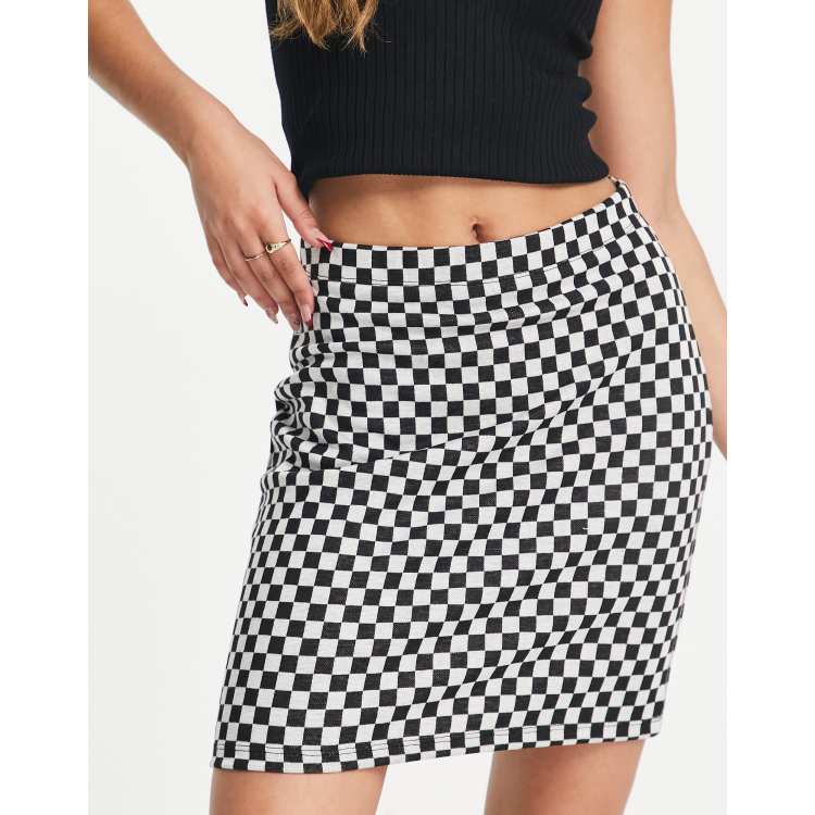 Black and white on sale checkered bodycon skirt