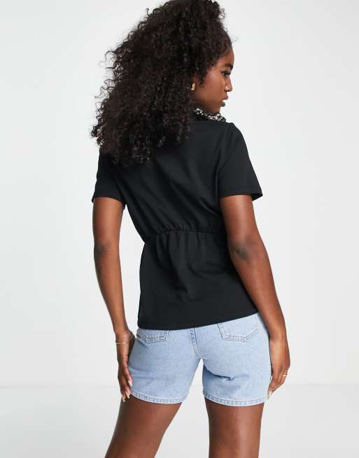 Only andrea peplum T-shirt in black