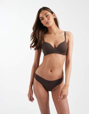 ONLY - Angerauter Tanga in Braun-Brown