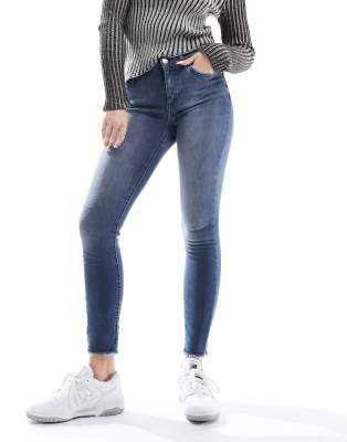 Only Ankle Length Skinny Jeans In Blue Gray Denim