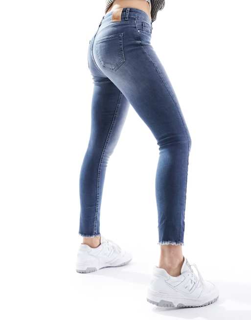 ONLY ONLBLUSH MID WAIST - Skinny Džíny - Dark Blue Denim/tmavomodrý Denim