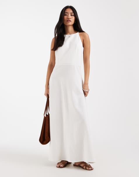 ONLY – Ärmelloses Maxikleid aus Leinenmix in Weiß - view 1