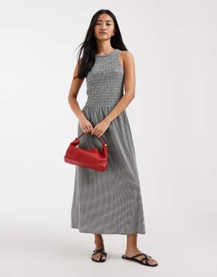 ONLY - Ärmelloses Midaxi-Hängerkleid mit schwarzem Vichy-Karo