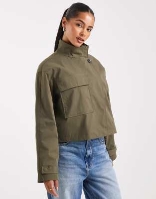 ONLY ONLY asymetric short trench in khaki-Green