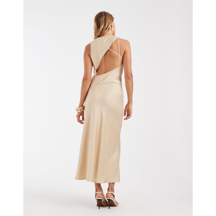 knee length dresses for ladies Backless Silk Slip Midi Dress – trinarosh main image 1