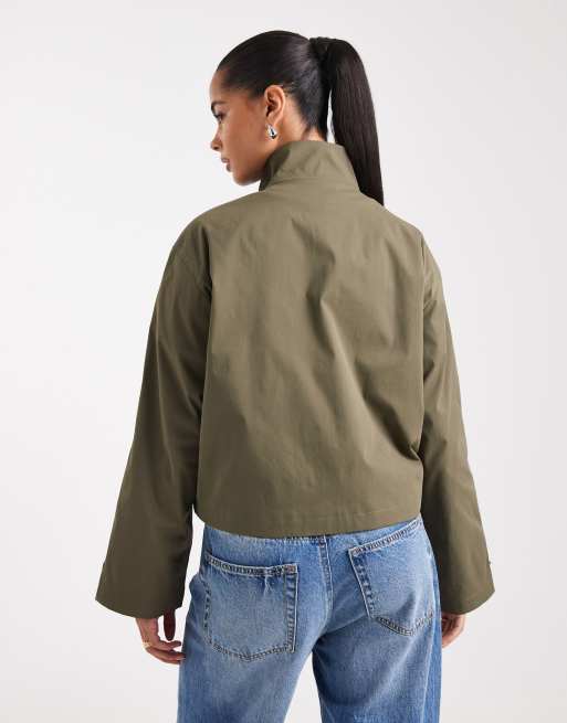 digne collarless jacket coat モスグリーン Oversized Collarless Coat | Khaki – Parlour X