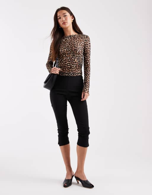 ONLY asymmetric detail mesh top in leopard print, 2 of 4