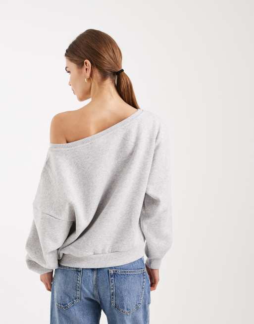 ONLY asymmetric neck sweatshirt in gray, 4 of 4