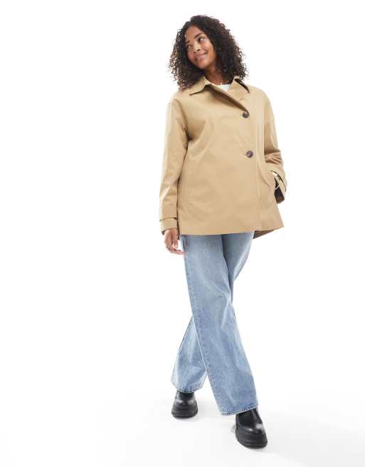ONLY asymmetric short trench coat in beige | ASOS