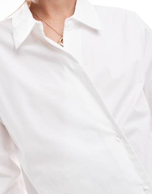 ONLY - Asymmetrisch overhemd met lange mouwen in wit , 3 van 4