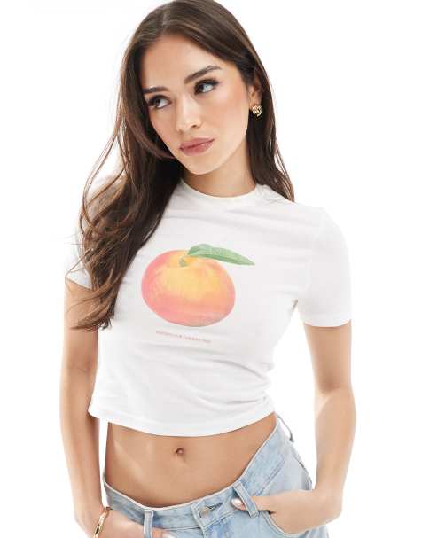 ONLY baby tee with peach print - view 1