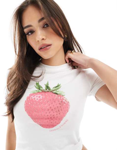 ONLY baby tee with strawberry print - view 1
